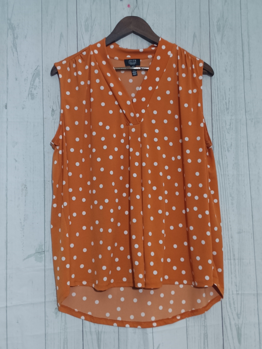 Jones New York Orange Polka Dot V-Neck Sleeveless Camisole Sz 1X